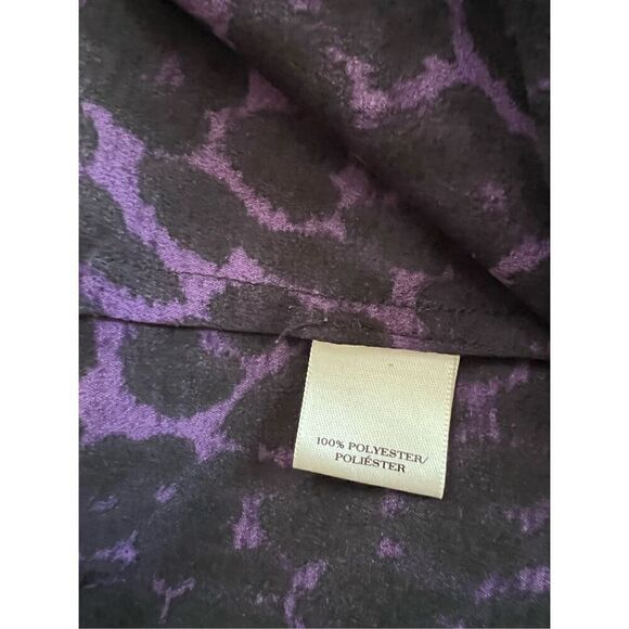 Ann Taylor Black Purple Leopard Print Semi Sheer Blouse Petite Medium - Picture 4 of 9
